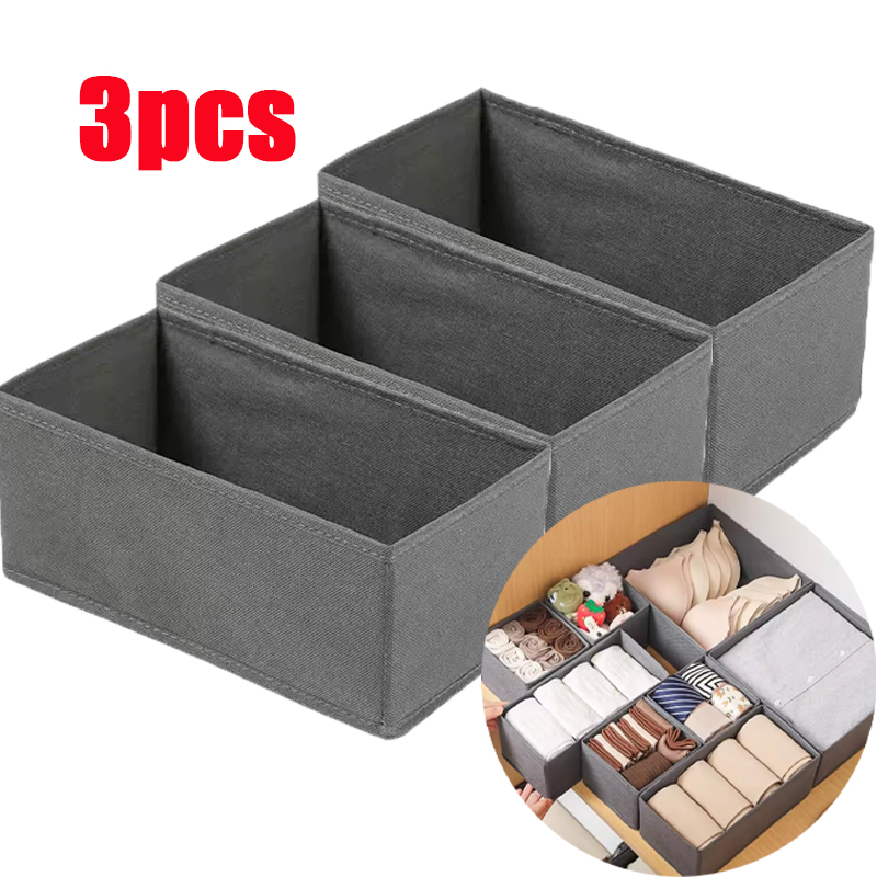 3PC Fabric Underwear Storage B - Sock Organizer Tray ulasan dan harga